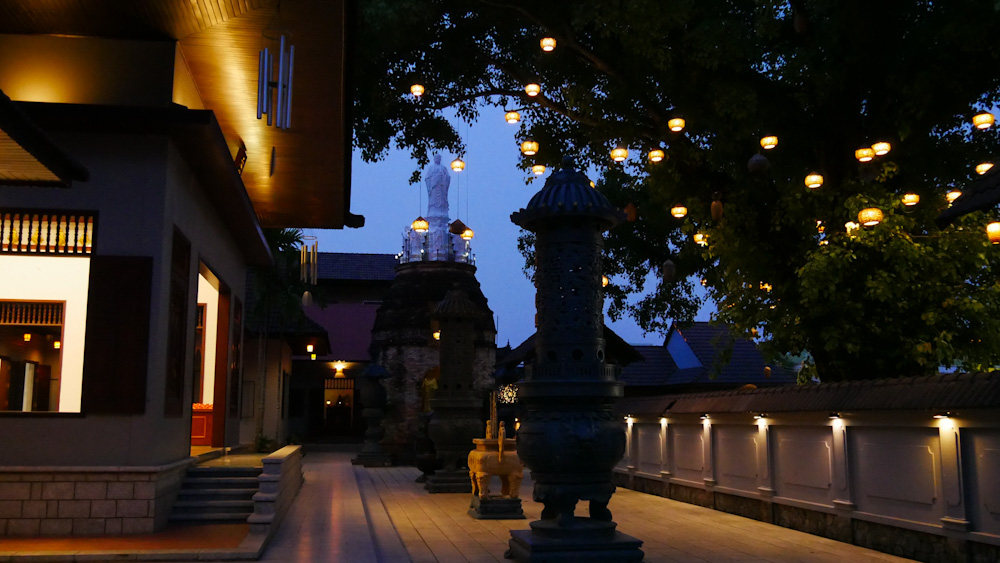 Phat Da, a zen buddhist temple in Ha Tien has a magical atmosphere at dusk, as monks gently sound the temple gong. 