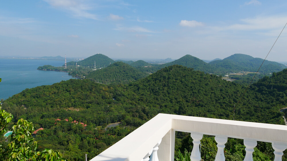 View from Ha Tien's Nui Nai lighthouse - the landscape is studded with emerald green hills. 