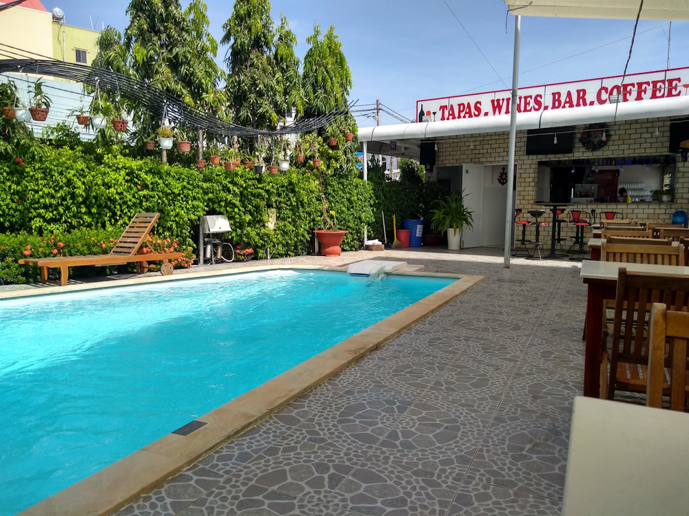 Swimming pool at the River Hotel in Ha Tien, Vietnam.