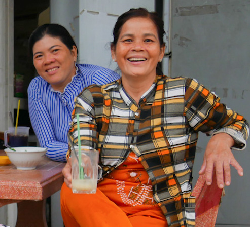 Smiling ladies at the village in Ba Chuc, Vietnam