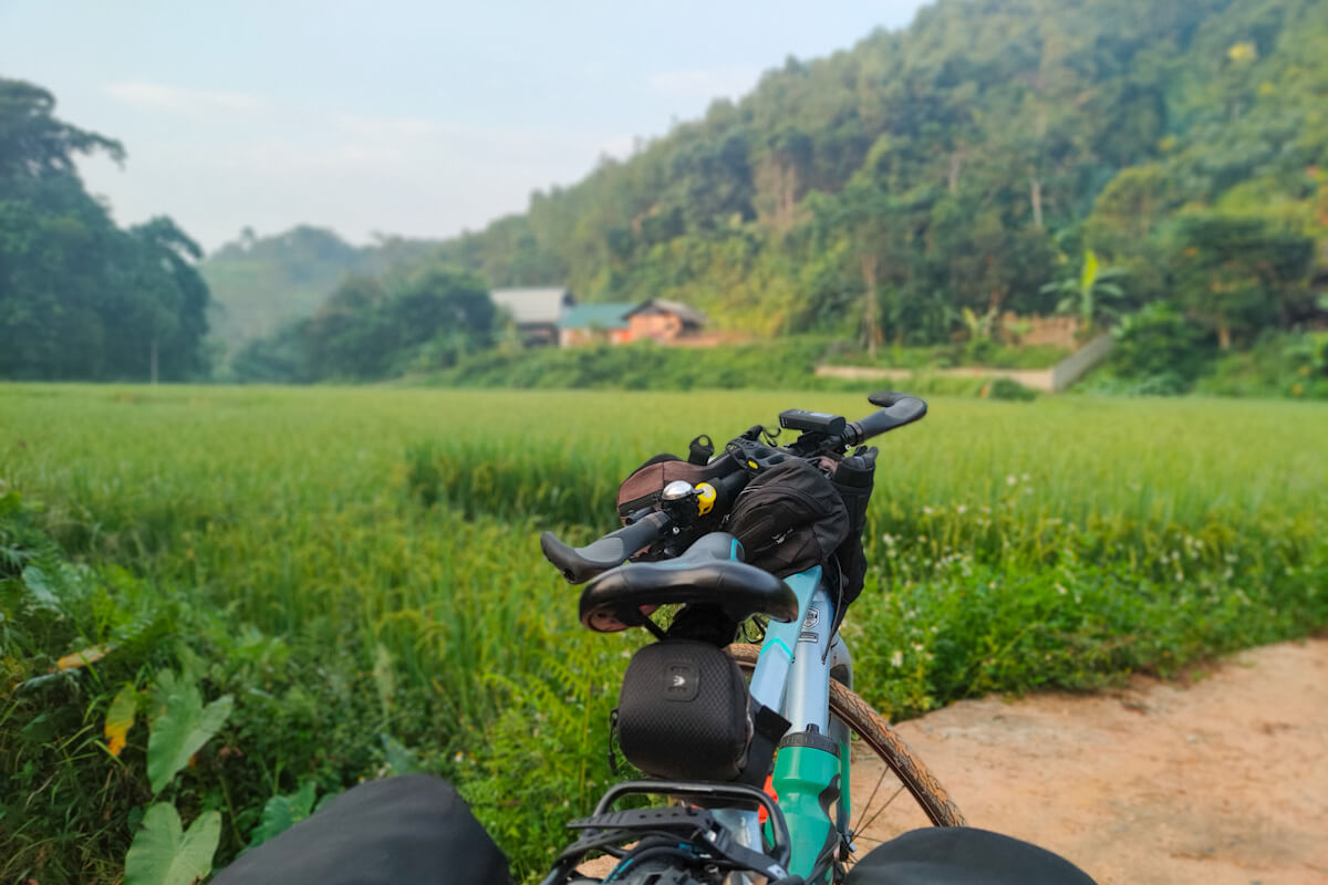 Bicycle in rice fields near Ha Giang, Vietnam