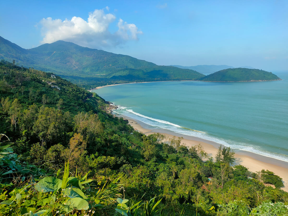 Hai Van pass viewpoint, bright blue sea